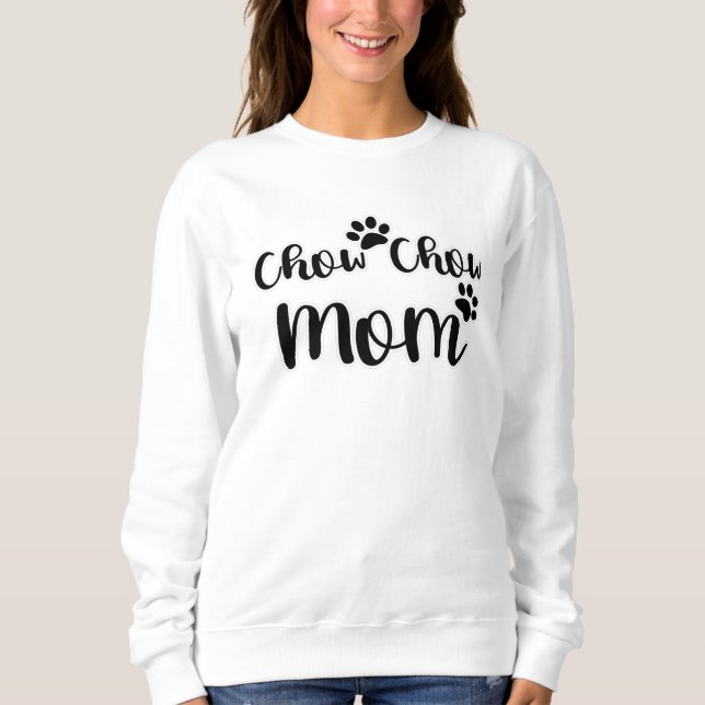 Camiseta Chow Chow Mãe Pawprint Preto e Design Branco (Frente)