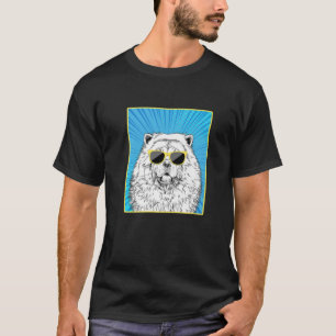 Camiseta Chow Chow Retratrait Pop Art Dog Com Óculos De So