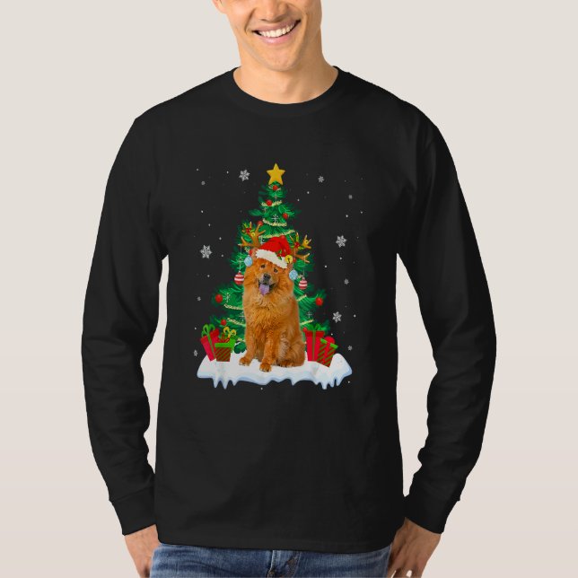 Camiseta Chow Chow Santa Christmas Tree Light Pajama Dog Xm (Frente)
