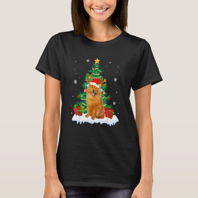 Camiseta Chow Chow Santa Christmas Tree Light Pajama Dog Xm (Frente)