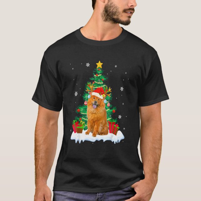 Camiseta Chow Chow Santa Christmas Tree Light Pajama Dog Xm (Frente)