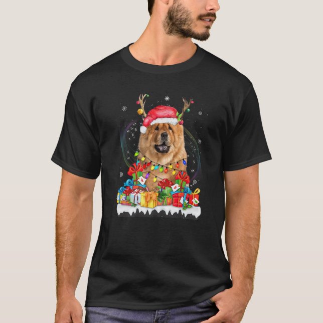 Camiseta Chow Chow Santa Hat Reindeer de Natal Paja (Frente)