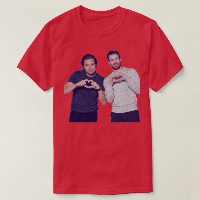 Camiseta Chris Evans Sebastian Stan Hearts (Frente do Design)