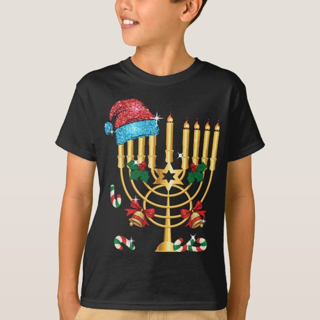 Camiseta Chrismukkah Hannukah Santa Hat Natal Pa (Frente)