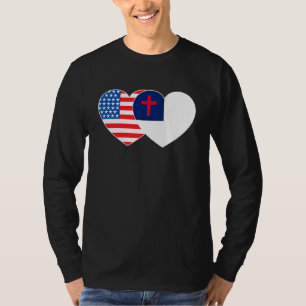 Camiseta Christian and USA Flag Twin Heart for Religerian A