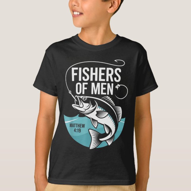 Camiseta Christian Angler Fishers Of Men Matthew 4 19 Verse (Frente)