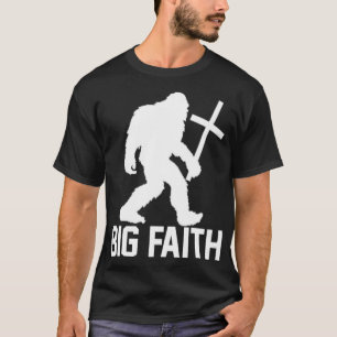Camiseta Christian Big Faith Bigfoot com Cruz Engraçado Ch