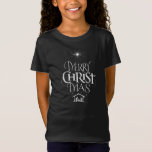 Camiseta Christian Christmas Chalkboard Jesus Cristo Mas<br><div class="desc">Dizemos "Feliz Natal",  mas esquecemo-nos muitas vezes da origem das palavras. Esta letra original usa sua design única para contar a história de forma simples e elegante. Mostre seu espírito de Natal.</div>