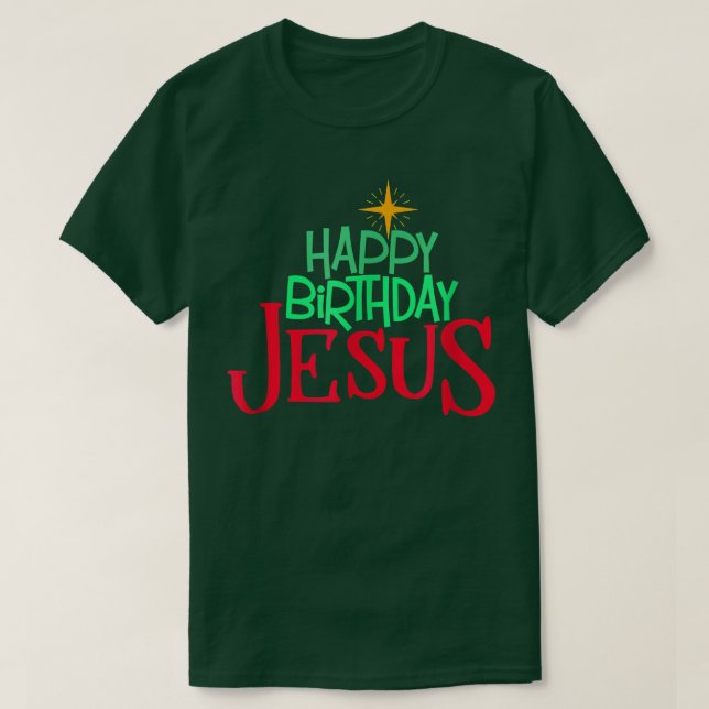 Camiseta Christian Christmas HAPPY BIRTHDAY JESUS Women Men (Frente do Design)