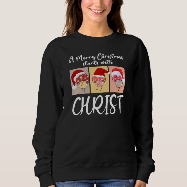 Camiseta Christian CHRISTMAS MUSHROOMS Começa com Cristo (Frente)