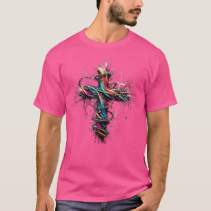 Camiseta Christian Cross Punk Art Style Crown Thorns