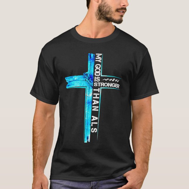 Camiseta Christian Cross Ribbon ALS Awareness Costume Warri (Frente)