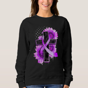 Camiseta Christian Cross Sunflower Purple Support Alzheimer