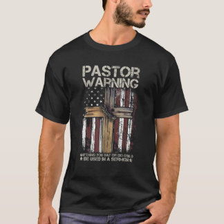 Camiseta Christian Cross USA American Flag Pastor Warning W