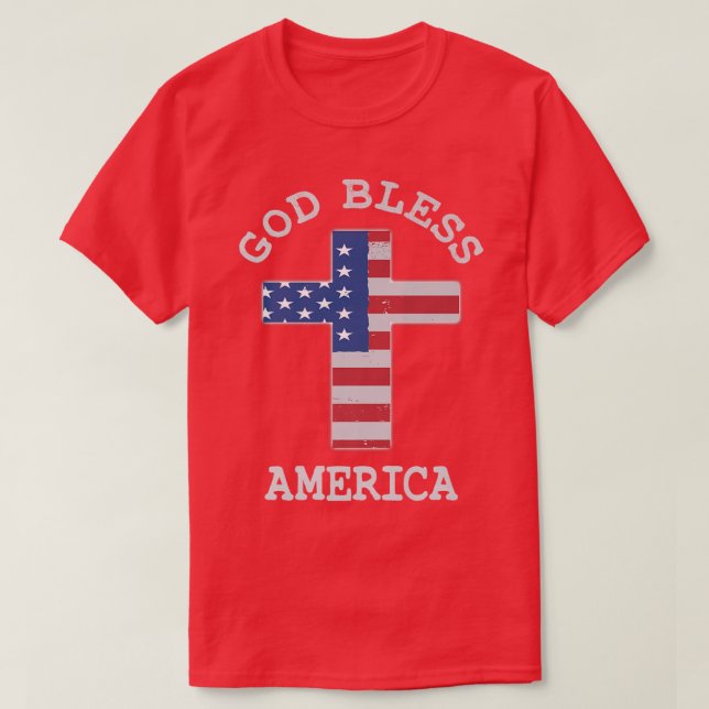 Camiseta Christian Cross USA Flag america Premium (Frente do Design)