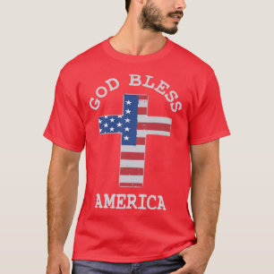 Camiseta Christian Cross USA Flag america Premium, Deus abe