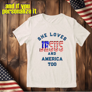 Camiseta Christian custom template loves Jesus and America