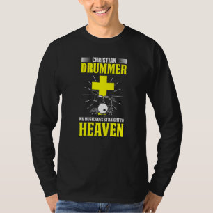 Camiseta Christian Drummer Minha Música Vai Hetero Ao Céu