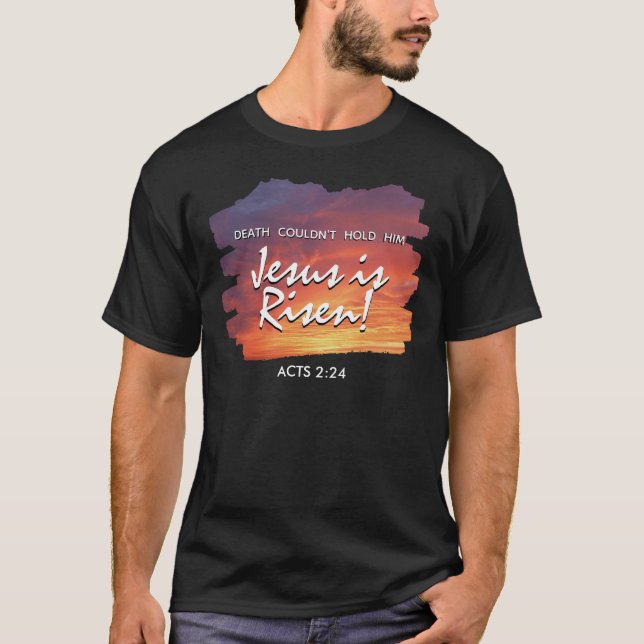 Camiseta Christian Easter JESUS IS RISEN Sunset  (Frente)