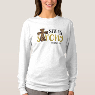 Camiseta Christian Ela É Forte Bíblia Verse Proverbs 31:25