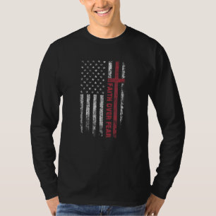 Camiseta Christian EUA Flag American Cristo Faith Over F
