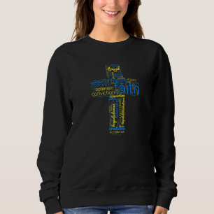 Camiseta Christian Faith Cross Word Cloud Yellow E B