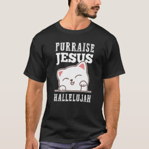 Camiseta Christian Faith Purrise Jesus Aleluia Gato Bonito