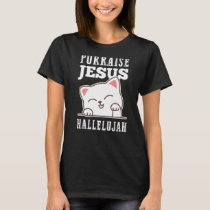 Camiseta Christian Faith Purrise Jesus Aleluia Gato Bonito
