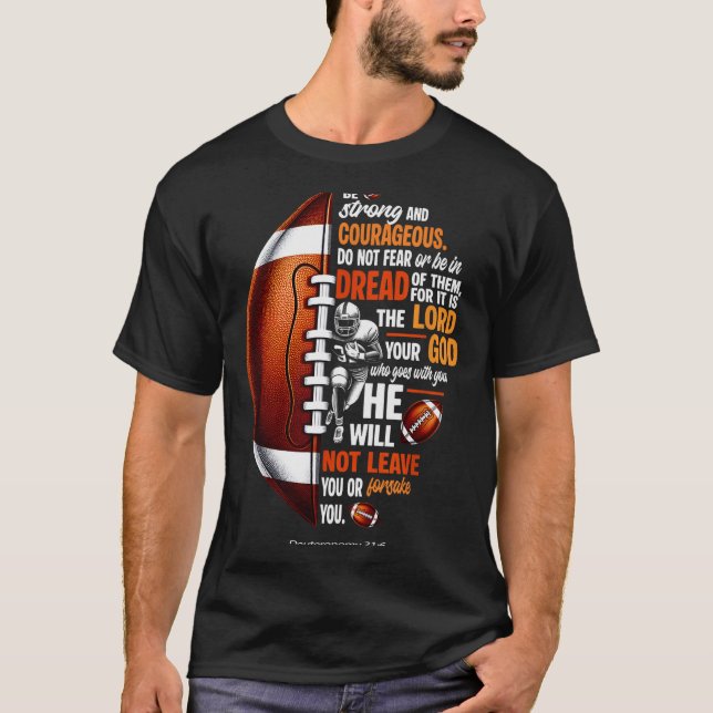 Camiseta Christian Football Deuteronomy 31 6 Bible Christia (Frente)