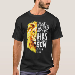 Camiseta Christian For Men Lion Of Judah Graphic God John 3
