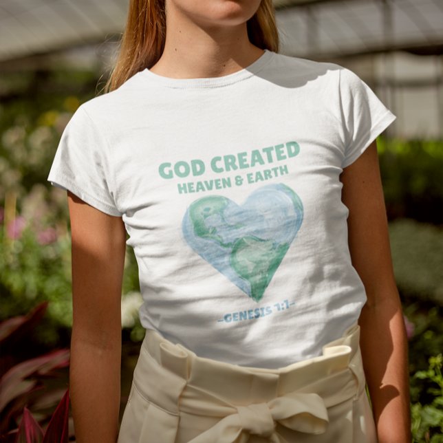 Camiseta Christian God Created Heaven & Earth Day (Criador carregado)