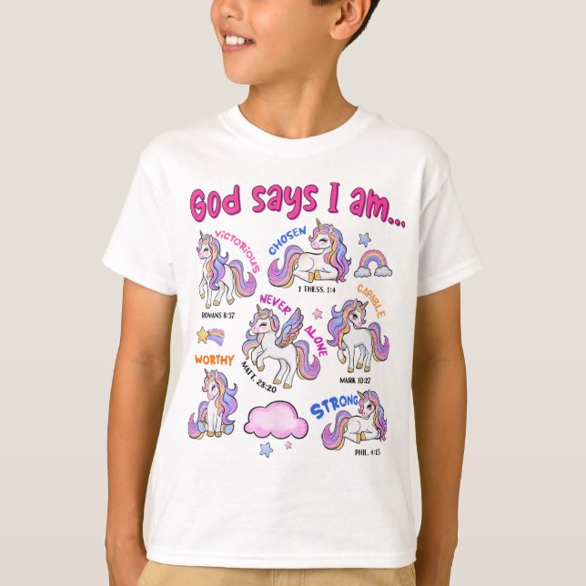 Camiseta Christian God Diz Que Sou Bíblia Unicórnio Verso R (Frente)