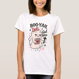 Camiseta Christian Halloween Boo Ya Deus vence