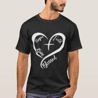 Camiseta Christian Heart Hope Faith Love Abençoou Jesus Amo