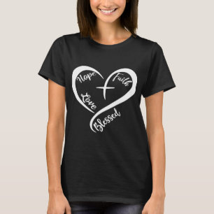 Camiseta Christian Heart Hope Faith Love Abençoou Jesus Amo