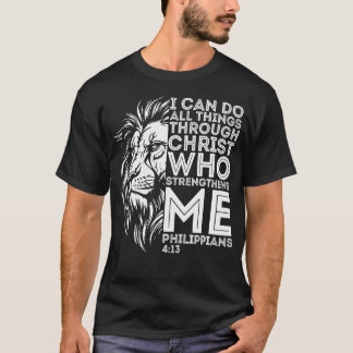 Camiseta Christian I Can Do All Things Through Christ Lion 