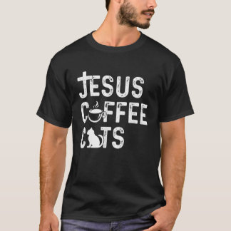 Camiseta Christian Jesus Café Gatos Religiosos Cafeína Gato