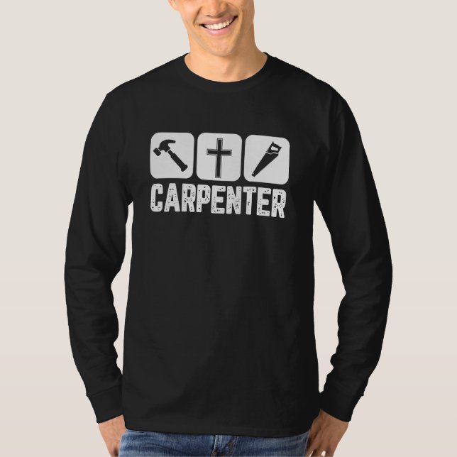 Camiseta Christian Jesus Carpenter Carpentry Tools & Cross (Frente)