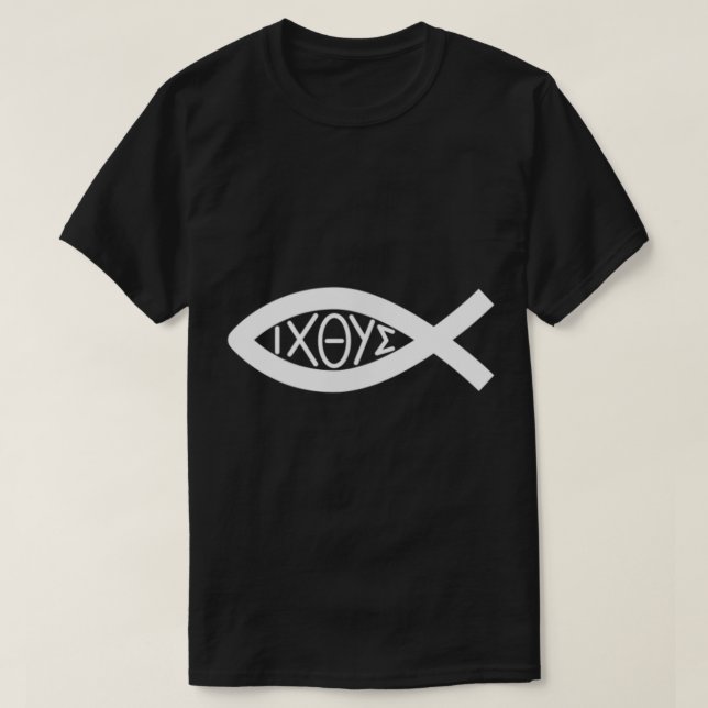 Camiseta Christian Jesus IXOYE Ichthys Ichthus Fish Símbolo (Frente do Design)