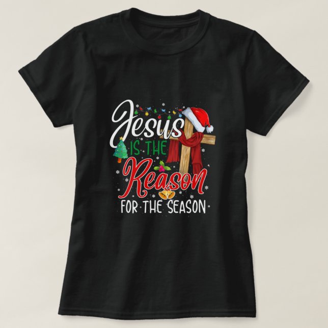 Camiseta Christian Jesus The Reason Christmas Stocking Stuf (Frente do Design)