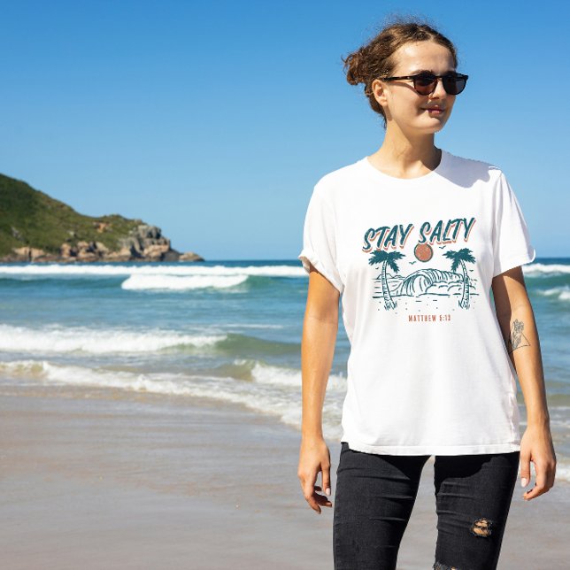 Camiseta Christian Keep Salty Matthew 5:13 Retro Beach (Criador carregado)
