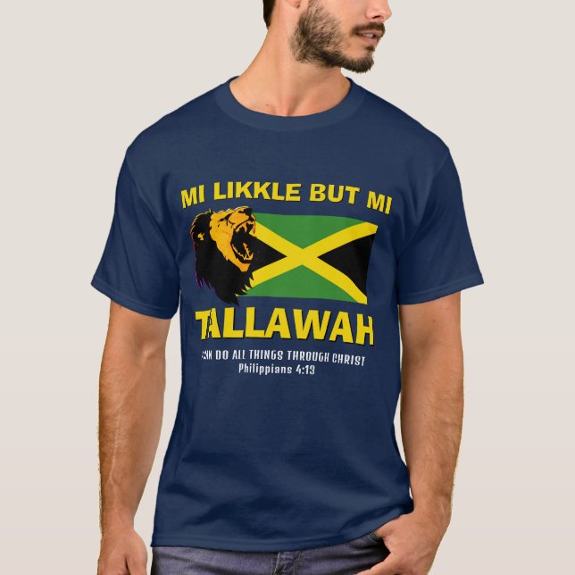 Camiseta Christian MI LIKKLE MAS MI TALLAWAH Jamaica Flag (Frente)