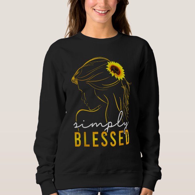 Camiseta Christian Mother s Day  Sunflower Simply Blessed W (Frente)