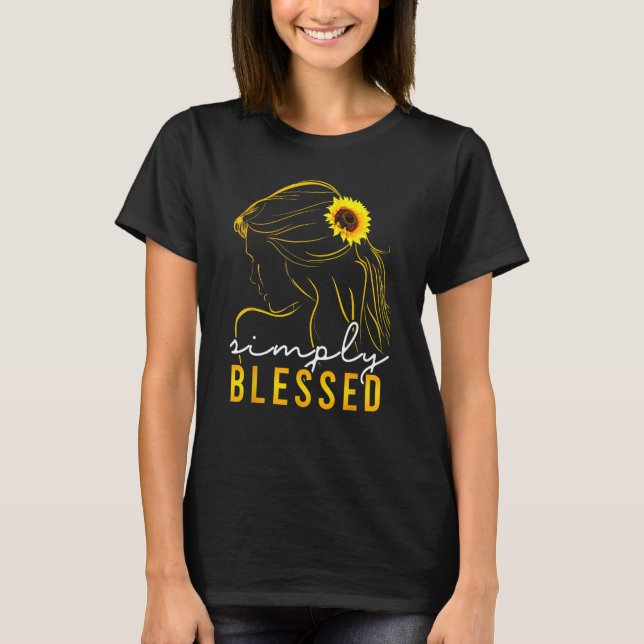 Camiseta Christian Mother s Day  Sunflower Simply Blessed W (Frente)