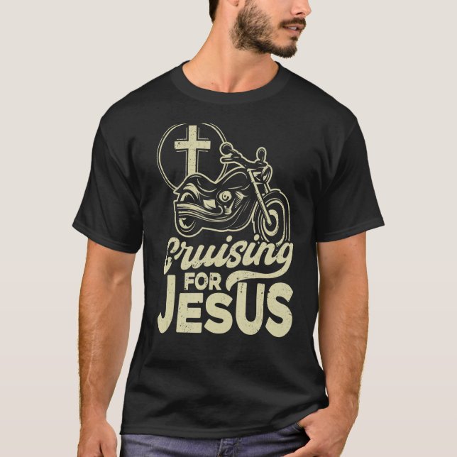 Camiseta Christian Motorcycle Biker Cruzando Por Jesus Fait (Frente)