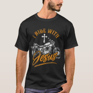 Camiseta Christian Motorcycle Biker I Ride With Jesus Faith