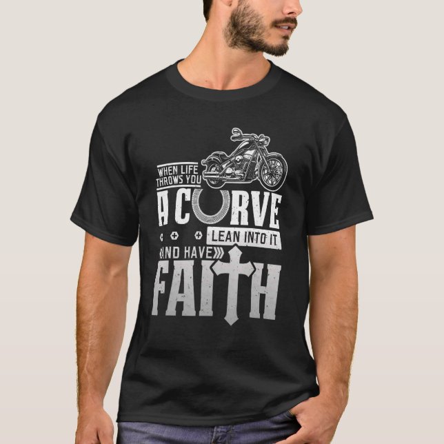 Camiseta Christian Motorcycle Biker Life Joga Uma Curva (Frente)