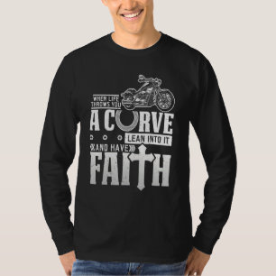 Camiseta Christian Motorcycle Biker Life Joga Uma Curva