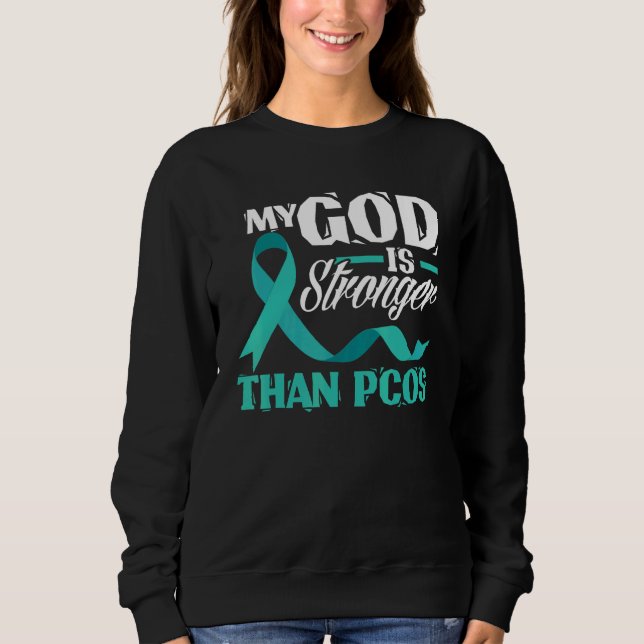 Camiseta Christian My God Is Stronger Than PCOS Awareness (Frente)