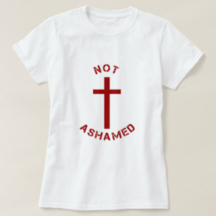Camiseta Christian Not Ashamed Red Cross Design de texto